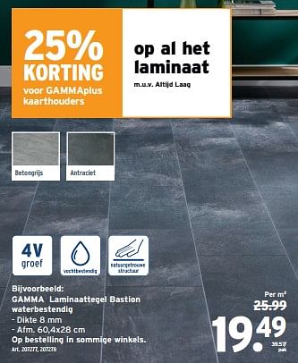 Promoties Gamma laminaattegel bastion waterbestendig - Gamma - Geldig van 31/01/2024 tot 13/02/2024 bij Gamma
