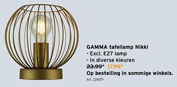 Promoties Gamma tafellamp nikki - Gamma - Geldig van 31/01/2024 tot 13/02/2024 bij Gamma