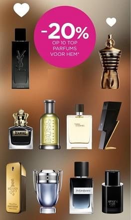 Promoties -20% op 10 top parfums voor hen - Huismerk - ICI PARIS XL - Geldig van 01/02/2024 tot 14/02/2024 bij ICI PARIS XL