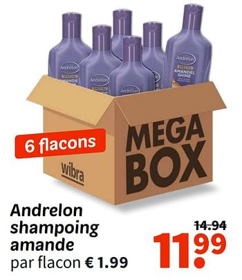 Promotions Andrelon shampoing amande - Andrelon - Valide de 31/01/2024 à 11/02/2024 chez Wibra