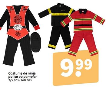 Promotions Costume de ninja, police ou pompier - Produit maison - Wibra - Valide de 31/01/2024 à 11/02/2024 chez Wibra