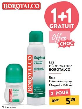 Promotions Déodorant spray original - Borotalco - Valide de 31/01/2024 à 13/02/2024 chez DI