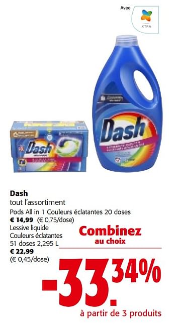 Promotions Dash tout l`assortiment - Dash - Valide de 31/01/2024 à 13/02/2024 chez Colruyt