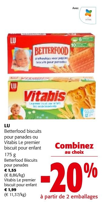 Promotions Lu betterfood biscuits pour panades ou vitabis le premier biscuit pour enfant - Lu - Valide de 31/01/2024 à 13/02/2024 chez Colruyt