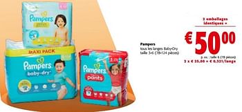 Promotions Pampers langes baby-dry taille 6 - Pampers - Valide de 31/01/2024 à 13/02/2024 chez Colruyt
