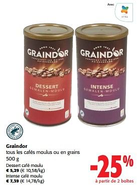 Promotions Graindor tous les cafés moulus ou en grains - Graindor - Valide de 31/01/2024 à 13/02/2024 chez Colruyt