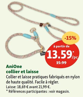 Promotions Anione collier et laisse - Anione - Valide de 07/02/2024 à 12/02/2024 chez Maxi Zoo