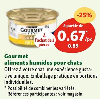 Promotions Gourmet aliments humides pour chats - Purina - Valide de 07/02/2024 à 12/02/2024 chez Maxi Zoo