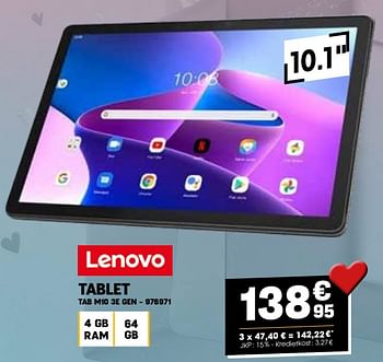 Promoties Lenovo tablet tab m10 3e gen - Lenovo - Geldig van 01/02/2024 tot 11/02/2024 bij Electro Depot