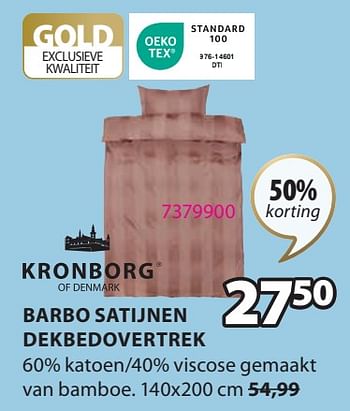 Promoties Barbo satijnen dekbedovertrek - Kronborg - Geldig van 01/02/2024 tot 03/03/2024 bij Jysk
