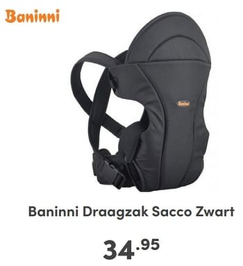 Promoties Baninni draagzak sacco zwart - Baninni - Geldig van 04/02/2024 tot 10/02/2024 bij Baby & Tiener Megastore