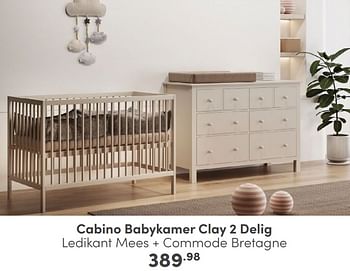 Promoties Cabino babykamer clay 2 delig - Cabino - Geldig van 04/02/2024 tot 10/02/2024 bij Baby & Tiener Megastore