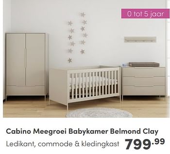 Promoties Cabino meegroei babykamer belmond clay - Cabino - Geldig van 04/02/2024 tot 10/02/2024 bij Baby & Tiener Megastore