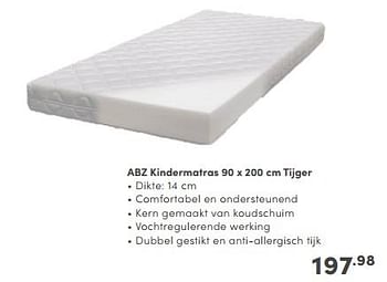 Promoties Abz kindermatras tijger - ABZ - Geldig van 04/02/2024 tot 24/02/2024 bij Baby & Tiener Megastore