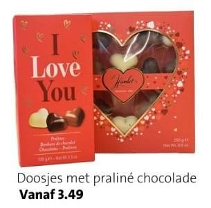 Promoties Doosjes met praliné chocolade - Huismerk - Intratuin - Geldig van 05/02/2024 tot 11/02/2024 bij Intratuin