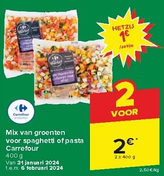 Promoties Mix van groenten voor spaghetti of pasta carrefour - Huismerk - Carrefour Express - Geldig van 31/01/2024 tot 13/02/2024 bij Carrefour Express