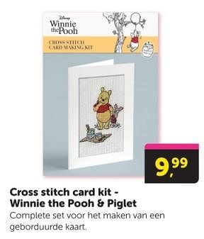 Promoties Cross stitch card kit - winnie the pooh + piglet - Huismerk - Boekenvoordeel - Geldig van 03/02/2024 tot 11/02/2024 bij BoekenVoordeel