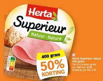 Promotions Herta superieur natuur - Herta - Valide de 05/02/2024 à 11/02/2024 chez Albert Heijn