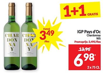 Promoties Igp pays d’oc chardonnay wit - Witte wijnen - Geldig van 06/02/2024 tot 11/02/2024 bij Intermarche