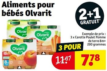 Promotions Aliments pour bébés olvarit carotte poulet pomme de terre - Olvarit - Valide de 06/02/2024 à 11/02/2024 chez Kruidvat