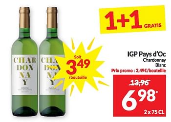 Promotions Igp pays d’oc chardonnay blanc - Vins blancs - Valide de 06/02/2024 à 11/02/2024 chez Intermarche
