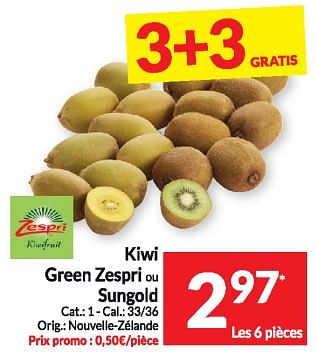 Promotions Kiwi green zespri ou sungold - Zespri - Valide de 06/02/2024 à 11/02/2024 chez Intermarche