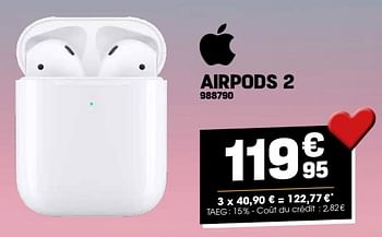 Promotions Apple airpods 2 - Apple - Valide de 01/02/2024 à 11/02/2024 chez Electro Depot