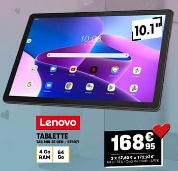 Promotions Lenovo tablette tab m10 3e gen - Lenovo - Valide de 01/02/2024 à 11/02/2024 chez Electro Depot