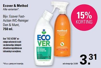 Promotions Ecover fastaction wc-reiniger den + munt - Ecover - Valide de 31/01/2024 à 17/02/2024 chez De Online Drogist