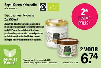 Promotions Geurloze kokosolie - Royal Green - Valide de 31/01/2024 à 17/02/2024 chez De Online Drogist