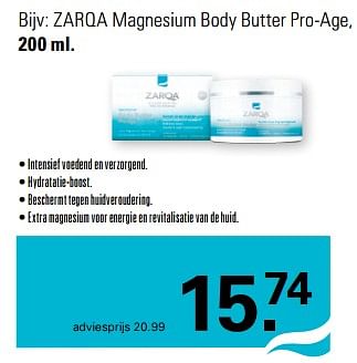Promoties Zarqa magnesium body butter pro-age - Zarqa - Geldig van 31/01/2024 tot 17/02/2024 bij De Online Drogist
