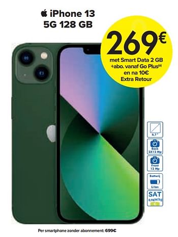 Promoties Apple iphone 13 5g 128 gb - Apple - Geldig van 01/02/2024 tot 29/02/2024 bij Carrefour