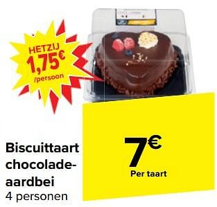 Promoties Biscuittaart chocoladeaardbei - Huismerk - Carrefour  - Geldig van 07/02/2024 tot 19/02/2024 bij Carrefour