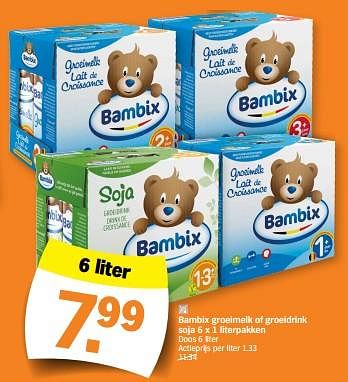 Promotions Bambix groeimelk of groeidrink soja - Bambix - Valide de 05/02/2024 à 11/02/2024 chez Albert Heijn