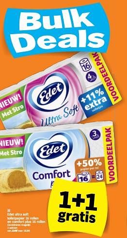 Promotions Edet ultra soft toiletpapier en comfort plus - Edet - Valide de 05/02/2024 à 11/02/2024 chez Albert Heijn