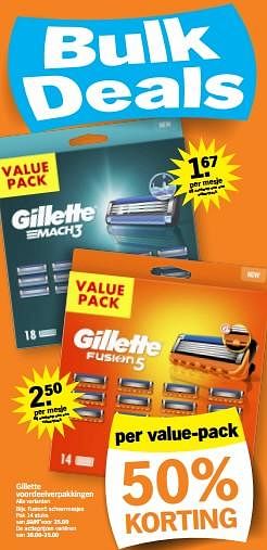 Promotions Gillette voordeelverpakkingen fusion5 scheermesjes - Gillette - Valide de 05/02/2024 à 11/02/2024 chez Albert Heijn