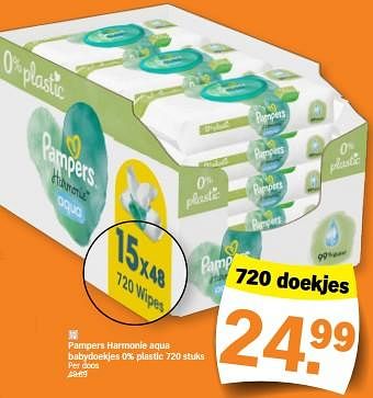 Promotions Pampers harmonie aqua babydoekjes 0% plastic - Pampers - Valide de 05/02/2024 à 11/02/2024 chez Albert Heijn