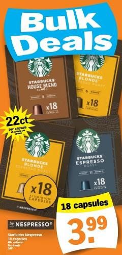 Promotions Starbucks nespresso - Starbucks - Valide de 05/02/2024 à 11/02/2024 chez Albert Heijn