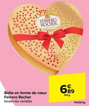 Promotions Boîte en forme de coeur ferrero rocher - Ferrero - Valide de 07/02/2024 à 14/02/2024 chez Carrefour