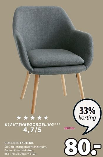 Promoties Udsbjerg fauteuil - Huismerk - Jysk - Geldig van 01/02/2024 tot 03/03/2024 bij Jysk
