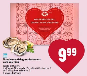 Promoties Mandje met 6 degustatie-oesters voor valentijn - Huismerk - Delhaize - Geldig van 08/02/2024 tot 14/02/2024 bij Delhaize