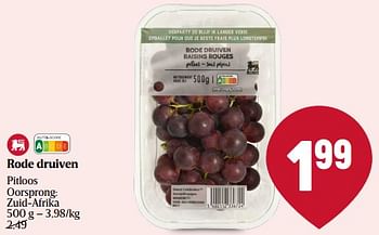 Promoties Rode druiven - Huismerk - Delhaize - Geldig van 08/02/2024 tot 14/02/2024 bij Delhaize