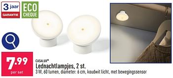 Promoties Lednachtlampjes - Casalux - Geldig van 12/02/2024 tot 17/02/2024 bij Aldi