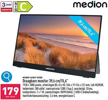 Promoties Medion akoya s51503 draagbare monitor - Medion - Geldig van 12/02/2024 tot 17/02/2024 bij Aldi
