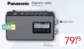 Promoties Panasonic digitale radio rf-d10eg-k - Panasonic - Geldig van 01/02/2024 tot 29/02/2024 bij Eldi