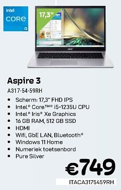Promoties Acer aspire 3 a317-54-59rh - Acer - Geldig van 01/02/2024 tot 29/02/2024 bij Compudeals