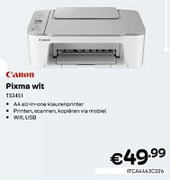 Promoties Canon pixma wit ts3451 - Canon - Geldig van 01/02/2024 tot 29/02/2024 bij Compudeals