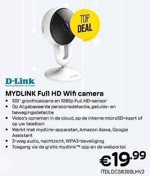 Promoties D-link mydlink full hd wifi camera - D-Link - Geldig van 01/02/2024 tot 29/02/2024 bij Compudeals