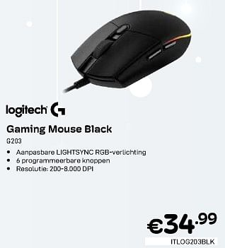 Promoties Logitech gaming mouse black 6203 - Logitech - Geldig van 01/02/2024 tot 29/02/2024 bij Compudeals