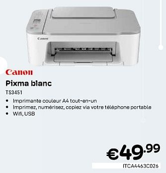 Promotions Canon pixma blanc ts3451 - Canon - Valide de 01/02/2024 à 29/02/2024 chez Compudeals